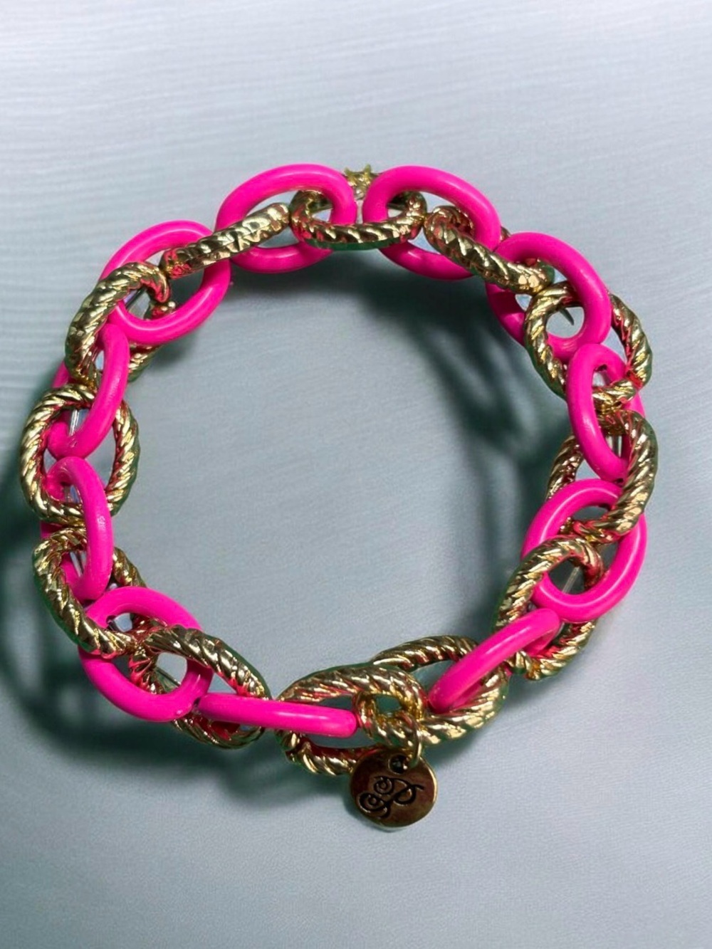 Plunder Neon Pink and Gold Link Bracelet